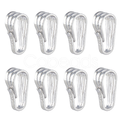 8Pcs Rhodium Plated 925 Sterling Silver Snap on Pendant Bails STER-DC0001-45-1