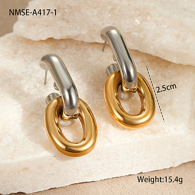 304 Stainless Steel Stud Dangle Earrings for Women WG4D4B8-05-1