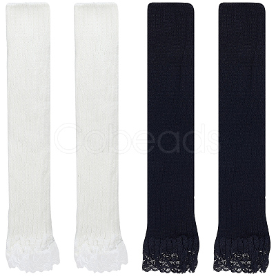 2 Pairs 2 Colors Acrylic Fibers Long Mesh Lace Gloves AJEW-CN0006-66-1