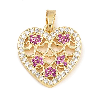 Valentine's Day Brass Micro Pave Cubic Zirconia Pendants KK-T086-01B-1