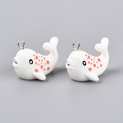 Sea Animal Theme Opaque Resin Pendants RESI-D071-04H-1