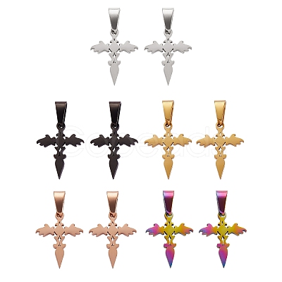 10Pcs 5 Colors 304 Stainless Steel Pendants STAS-SZ0001-45-1
