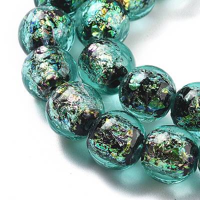 Handmade Foil Lampwork Beads Strands FOIL-K003-06B-22-1