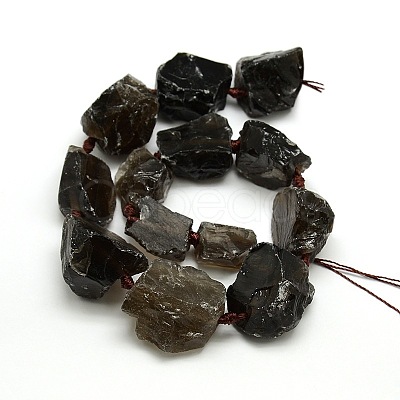 Raw Rough Natural Smoky Quartz Nuggets Bead Strands G-L176-07-1