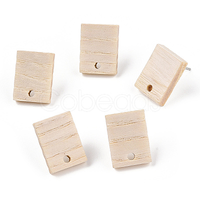Ash Wood Stud Earring Findings EJEW-N017-011I-1