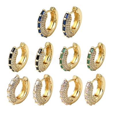 Brass Micro Pave Cubic Zirconia Hoop Earrings KK-CBA8324-22G-1