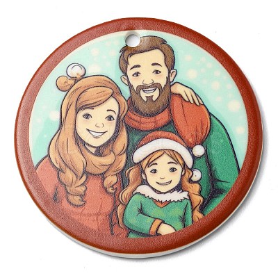 Christmas Handmade Printed Porcelain Big Pendants PORC-F009-03-1