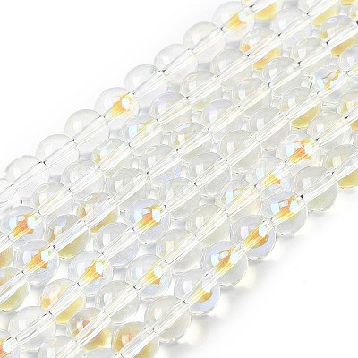 Electroplate Glass Beads Strands EGLA-Q062-8mm-A08-1