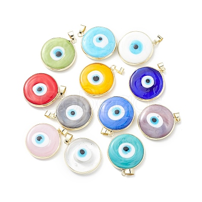 Handmade Evil Eye Lampwork Pendants LAMP-F031-03G-1