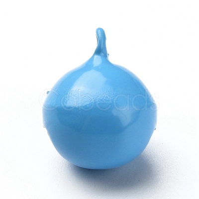 Baking Paint Brass Bell Pendants KK-WH0044-35F-1