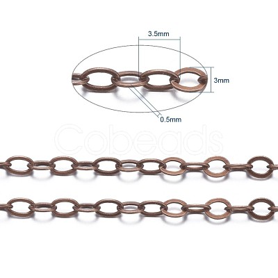 Brass Flat Oval Cable Chains CHC025Y-R-1