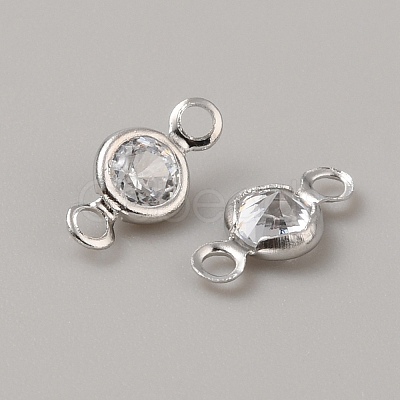 Brass Pave Clear Cubic Zirconia Connector Charms ZIRC-K088-20P-1