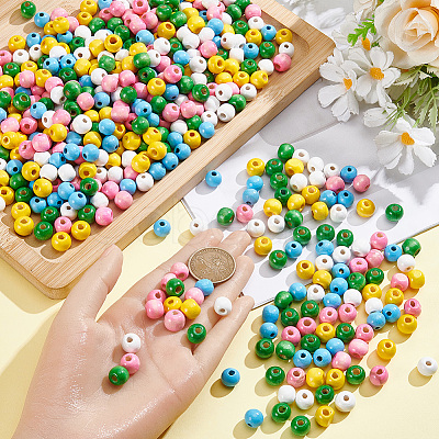 600Pcs 5 Colors Dyed Natural Wood Beads WOOD-SC0002-42-1
