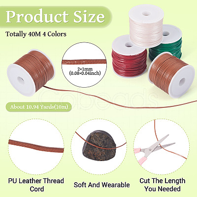 40M 4 Colors PU Leather Thread Cord AJEW-TA0002-29B-1