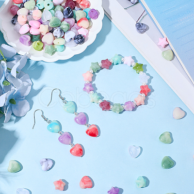 200Pcs 2 Styles Opaque Acrylic Beads OACR-SP0002-11-1