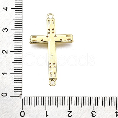 Brass Micro Pave Clear Cubic Zirconia Religion Crucifix Cross Connector Charms KK-Z100-22G-01-1