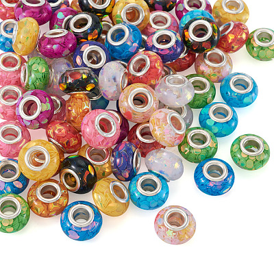 72Pcs 12 Colors Transparent Resin Rondelle European Beads RESI-TA0004-81-1