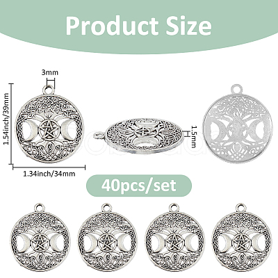 40Pcs Tibetan Style Hollow Alloy Pendants TIBEP-FH0001-29AS-1