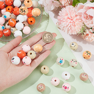90Pcs 9 Colors Wood European Style Beeds WOOD-OC0003-74-1