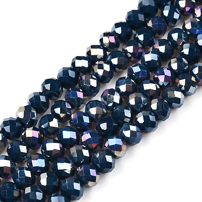 Electroplate Glass Beads Strands EGLA-A04-P6mm-B16-1