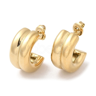 Ion Plating(IP) 304 Stainless Steel Round Stud Earrings EJEW-Z022-28G-1