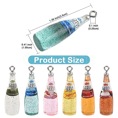 12Pcs 6 Colors Resin Pendants RESI-YW0005-89-1