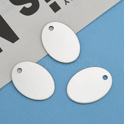 Tarnish Resistant 201 Stainless Steel Oval Stamping Blank Tag Pendants X-STAS-S031-04-1