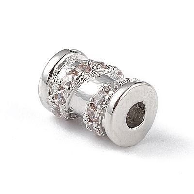 Rack Plating Brass Micro Pave Clear Cubic Zirconia Beads KK-C019-29P-1