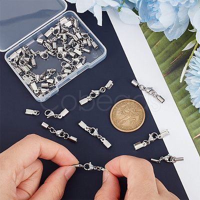 30 Sets 3 Styles 304 Stainless Steel Lobster Claw Clasps STAS-UN0047-74-1