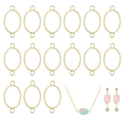 32Pcs Alloy Oval Open Back Bezel Connector Charms FIND-CA0011-77LG-1