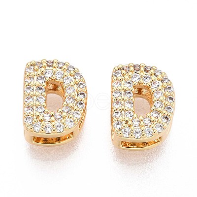 Brass Micro Pave Clear Cubic Zirconia Beads KK-T071-17G-D-1