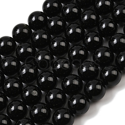 Natural Black Tourmaline Beads Strands G-E444-27-12mm-1