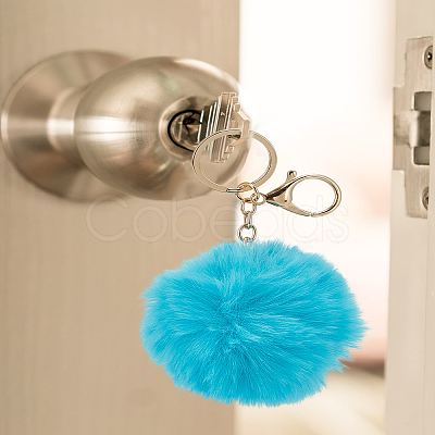 4Pcs 2 Colors Handmade Plush Cloth Fabric Pom Pom Ball Keychain KEYC-LP0001-27-1
