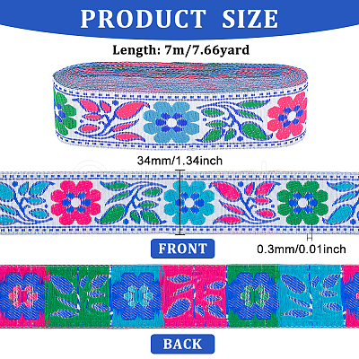 Ethnic Style Embroidery Polyester Ribbons OCOR-WH0077-29B-1