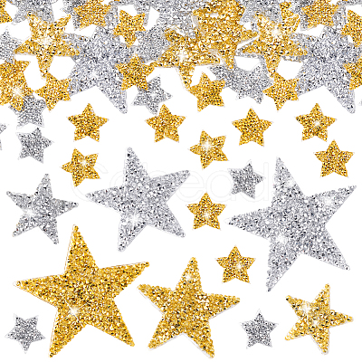 64Pcs 8 Styles Star Glitter Hotfix Rhinestone FIND-PH0023-19-1