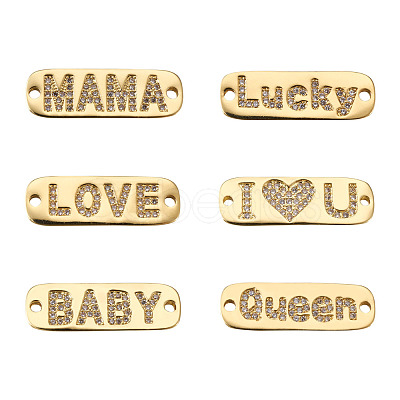 Brass Micro Pave Cubic Zirconia Links ZIRC-TA0001-14G-1