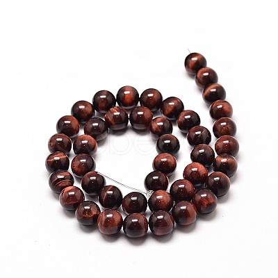 Natural Red Tiger Eye Bead Strands G-P072-52-4mm-A-1