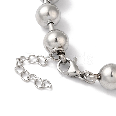 Non-Tarnish 304 Stainless Steel Beads Ball Chain Bracelets for Women BJEW-B092-01B-P-1