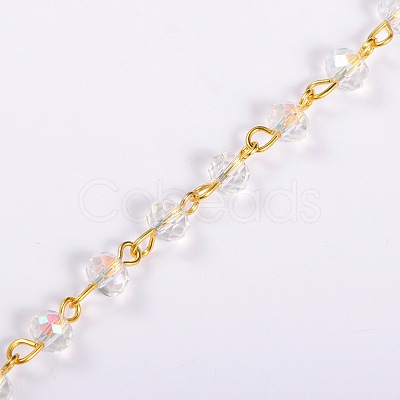 Handmade Rondelle Glass Beads Chains for Necklaces Bracelets Making AJEW-JB00037-04-1