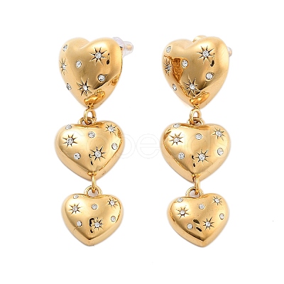 304 Stainless Steel Micro Pave Clear Cubic Zirconia Stud Earrings EJEW-S226-21G-1