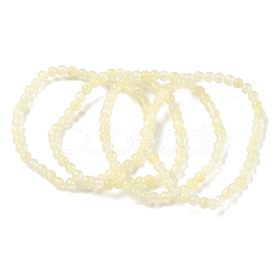 Natural Golden Silk Jade Round Beaded Stretch Bracelets for Women BJEW-F535-01A-1