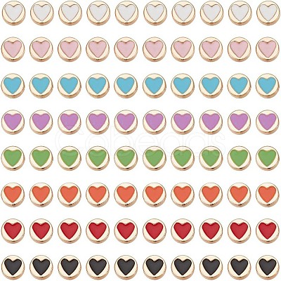 80Pcs 8 Colors Alloy Enamel Beads DIY-AR0003-86-1