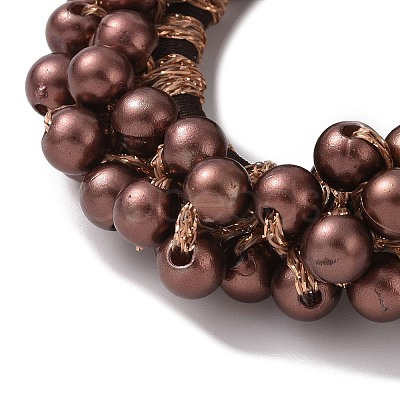 ABS Imitation Bead Wrapped Elastic Hair Accessories OHAR-PW0007-49J-1