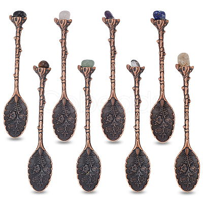 8Pcs 8 Styles Zinc Alloy Coffee Tea Spoon AJEW-NB0006-51-1