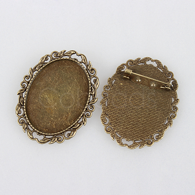Vintage Alloy Brooch Cabochon Bezel Settings PALLOY-N0085-15AB-NF-1