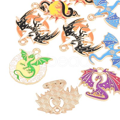 10Pcs Alloy Enamel Pendants ENAM-P268-01G-1
