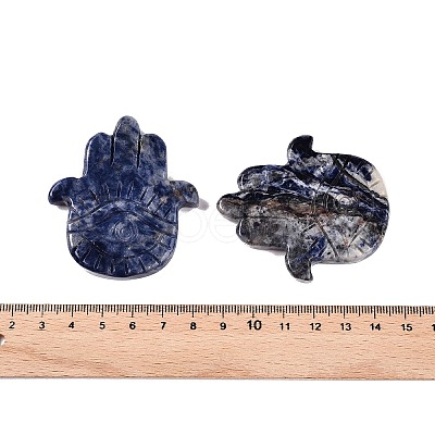 Natural Sodalite Hamsa Hand with Eye Figurines DJEW-N003-04C-1