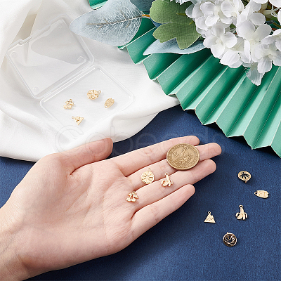 12Pcs 6 Styles Brass Charms KK-BC0010-13-1