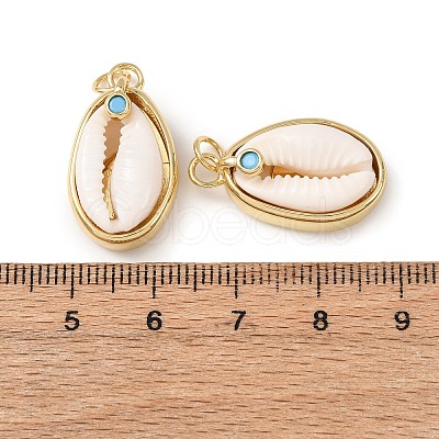 Natural Cowrie Shell Pendants KK-C143-40B-G-1