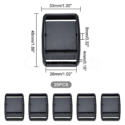 Nbeads 20Pcs Plastic Quick Contoured Side Release Buckle KY-NB0001-45-1